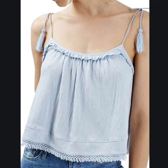 Topshop Tops - Topshop Lace Fringe Camisole Blouse White Size 12